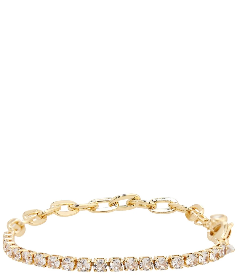 Anna & Ava Waterproof Half Cubic Zirconia Stone Half Link Line Bracelet