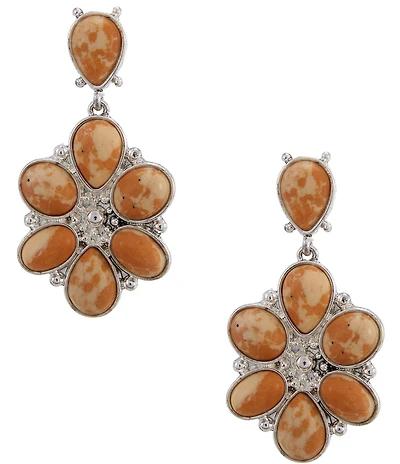 Anna & Ava Western Flower Semi Precious Stones Statement Drop Earrings