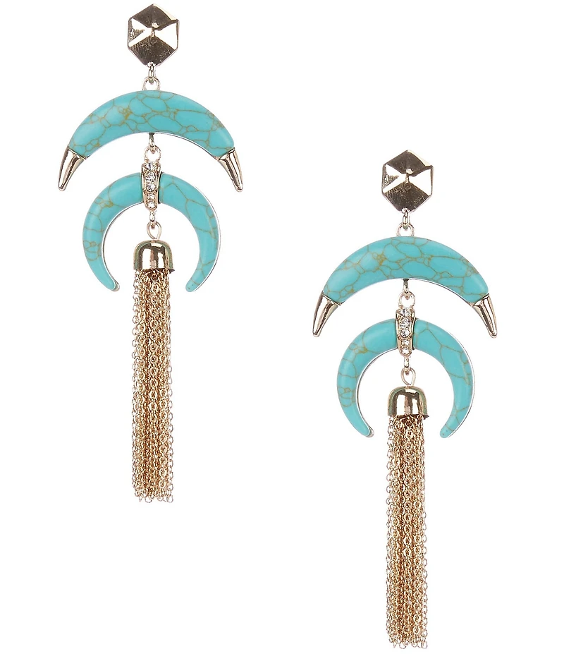 Anna & Ava Western Horn Tassel Statement Earrings