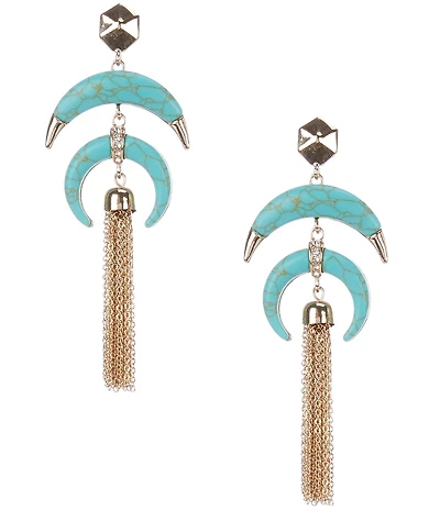Anna & Ava Western Horn Tassel Statement Earrings
