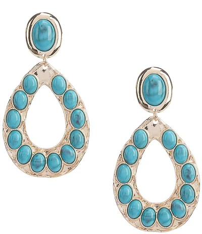 Anna & Ava Western Turquoise Stone Teardrop Drop Earrings