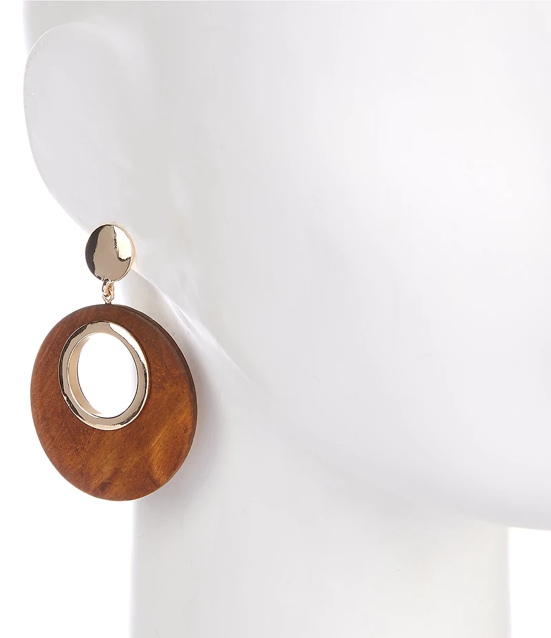 Anna & Ava Wood Disc Drop Earrings