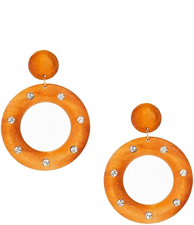 Anna & Ava Wood Open Circle Resort Statement Drop Earrings