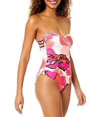 Anne Cole Acapulco Princess Shirred Strapless Bandeau One Piece Swimsuit