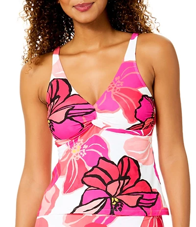 Anne Cole Acapulco Princess Twist Front Flounce Tankini Swim Top