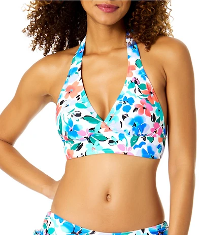 Anne Cole Fiore Marilyn V-Neck Halter Swim Top