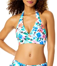 Anne Cole Fiore Marilyn V-Neck Halter Swim Top