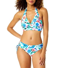 Anne Cole Fiore Marilyn V-Neck Halter Swim Top