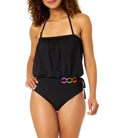 Anne Cole Live In Color Strapless Belted Ring One Piece Swimsuit