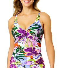Anne Cole Mod Tropical Hidden Underwire Bra Size Tankini Swim Top
