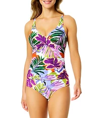 Anne Cole Mod Tropical Hidden Underwire Bra Size Tankini Swim Top