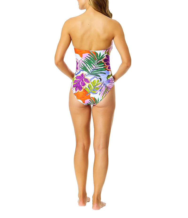 Anne Cole Mod Tropical Twist Front Strapless One Piece Swimsuit