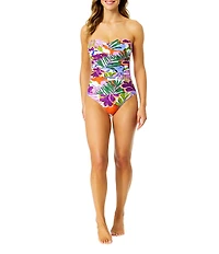 Anne Cole Mod Tropical Twist Front Strapless One Piece Swimsuit