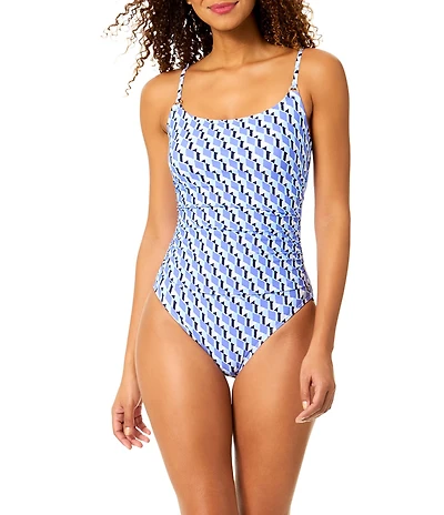Anne Cole Pacific Scoop Neck Ring Lingerie Tank One Piece Swimsuit