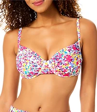 Anne Cole Villa Vera Floral Shirred Underwire Swim Bra Top