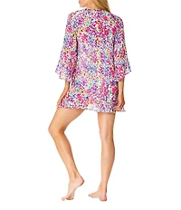 Anne Cole Villa Vera Flounce V-Neck Tunic Swim Cover-Up