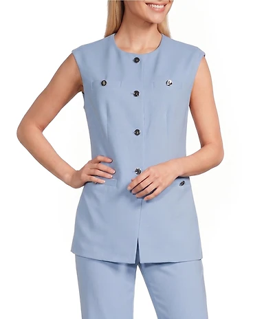 Anne Klein 4 Button Welt Pocket Crepe Vest