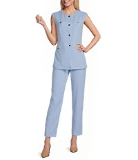 Anne Klein 4 Button Welt Pocket Crepe Vest
