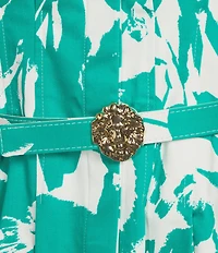 Anne Klein Abstract Floral Print Cotton Sateen Shirt Dress