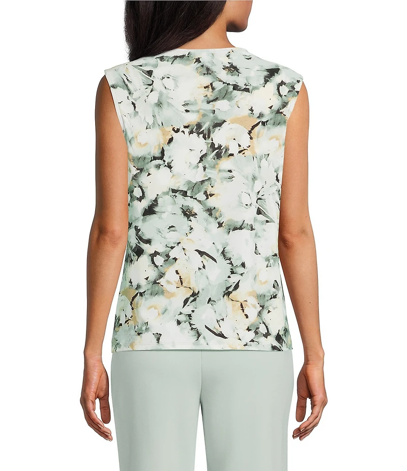 Anne Klein Asymmetrical Neck Printed Blouse