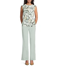 Anne Klein Asymmetrical Neck Printed Blouse