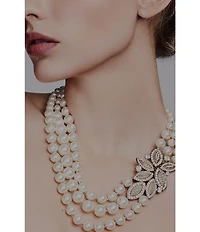 Anne Klein Blanc Crystal and Pearl Statement Necklace