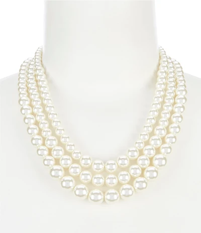 Anne Klein Blanc Pearl Three Row Statement Collar Necklace