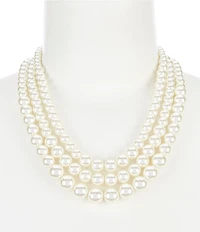 Anne Klein Blanc Pearl Three Row Statement Collar Necklace