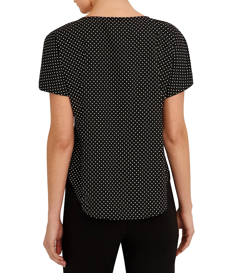 Anne Klein Boat Neck Dotted Knit Jersey Tee