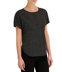 Anne Klein Boat Neck Dotted Knit Jersey Tee