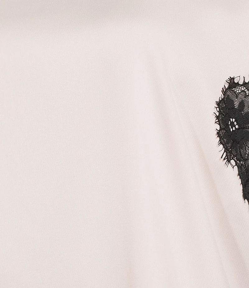 Anne Klein Boat Neck Lace Trim Short Sleeve Blouse