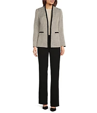 Anne Klein Boucle Open Front Long Sleeve Jacket