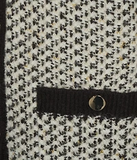 Anne Klein Boucle V-Neck Button Front Cardigan