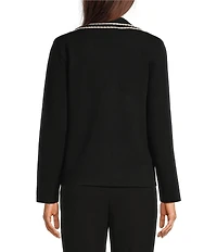 Anne Klein Braid Trim Notch Collar Blazer