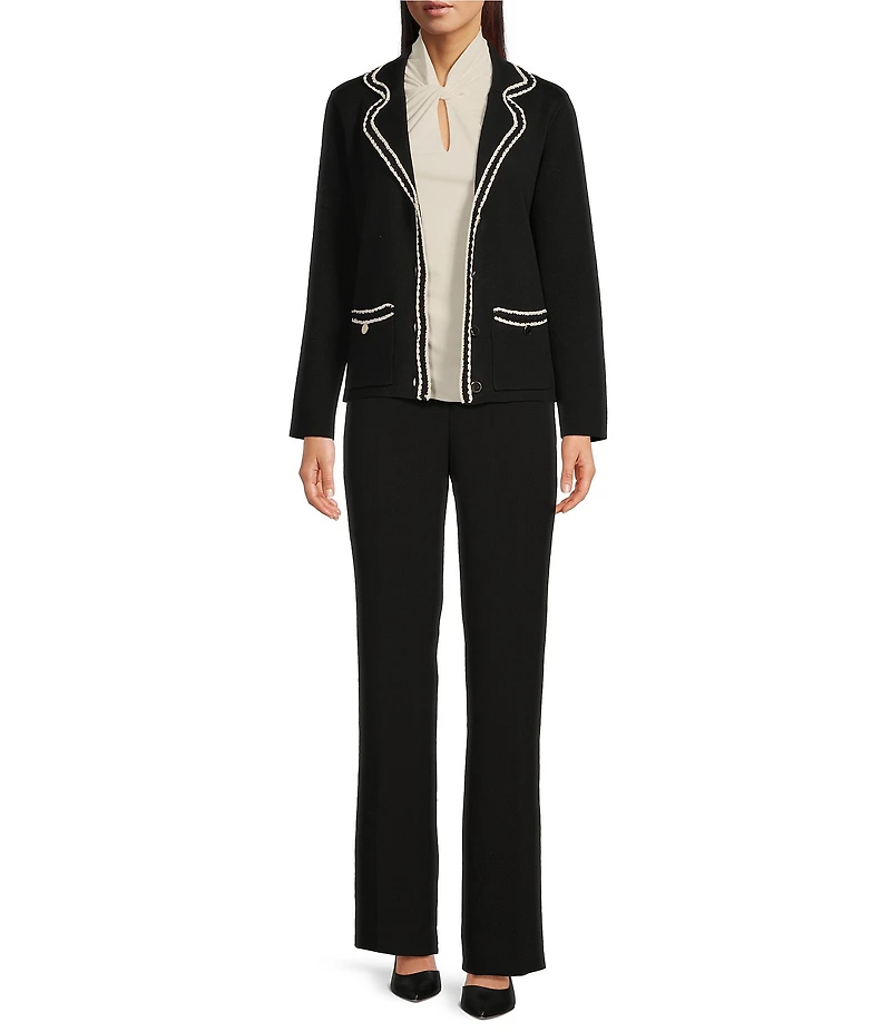 Anne Klein Braid Trim Notch Collar Blazer