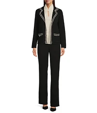 Anne Klein Braid Trim Notch Collar Blazer