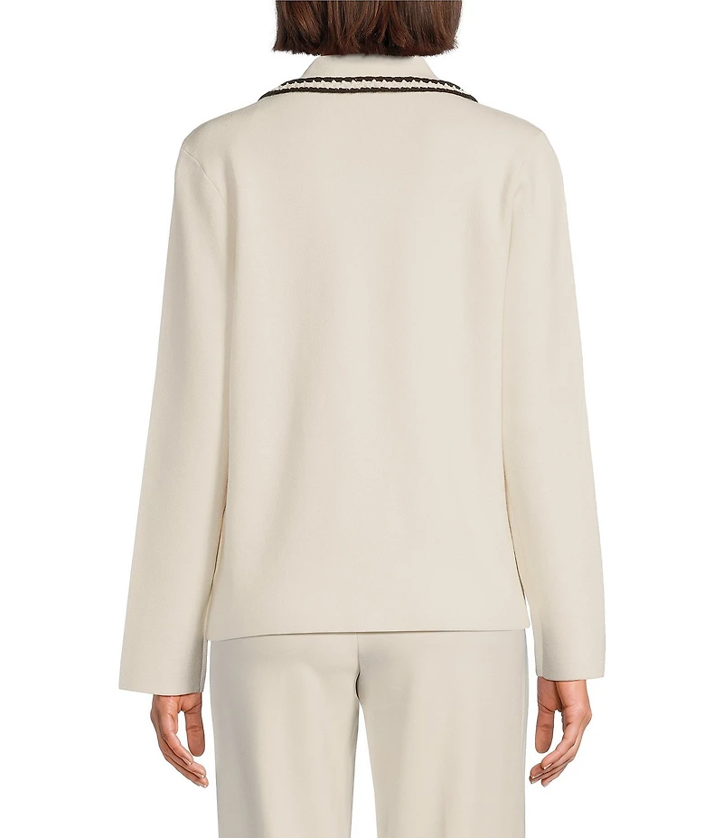 Anne Klein Braid Trim Notch Collar Blazer