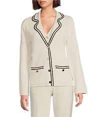 Anne Klein Braid Trim Notch Collar Blazer