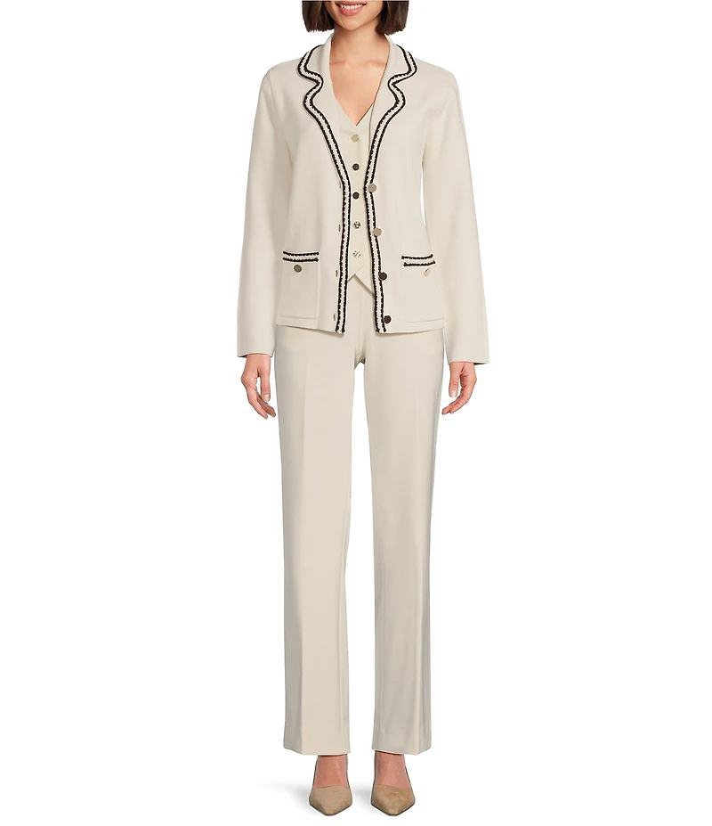 Anne Klein Braid Trim Notch Collar Blazer