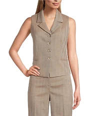 Anne Klein Button Front Herringbone Vest