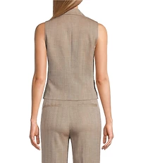 Anne Klein Button Front Herringbone Vest
