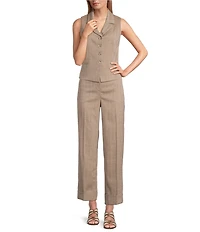 Anne Klein Button Front Herringbone Vest