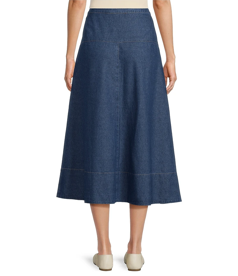 Anne Klein Button Front Midi Denim Skirt