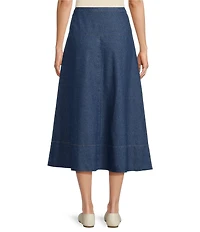 Anne Klein Button Front Midi Denim Skirt