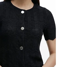 Anne Klein Button Front Short Sleeve Cardigan