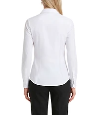Anne Klein Button Front Solid Poplin Blouse