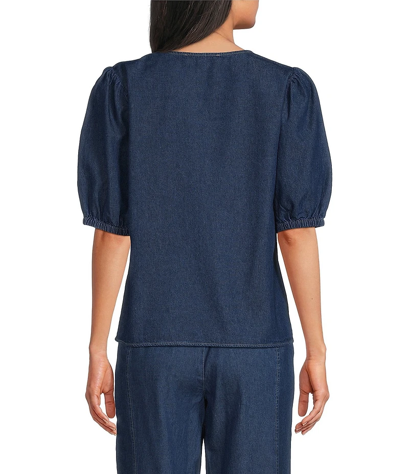 Anne Klein Chambray Button Front Blouse