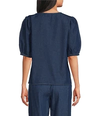 Anne Klein Chambray Button Front Blouse