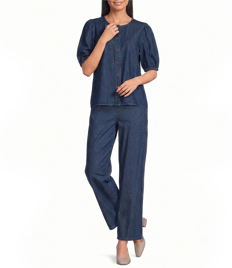 Anne Klein Chambray Button Front Blouse