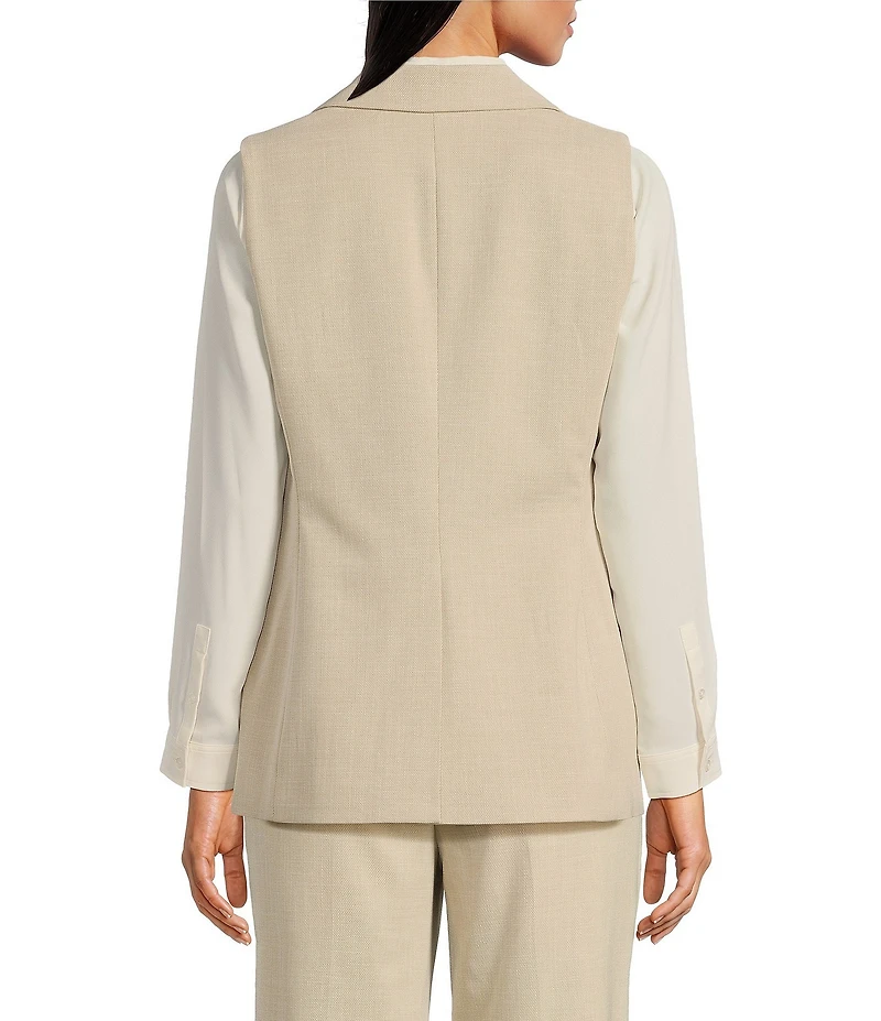 Anne Klein Crossdye Notch Collar 1-Button Vest